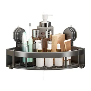 Corner shower caddy punch-free bathroom wall mounted storage rack multi-functional organizer shelf