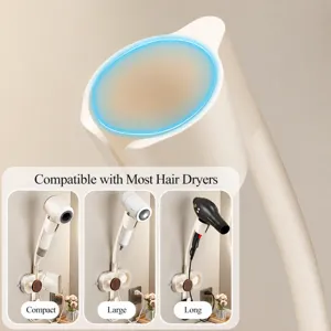 Wall-mounted hair dryer holder, punch-free bathroom organizer bracket, fits most blow dryers.
