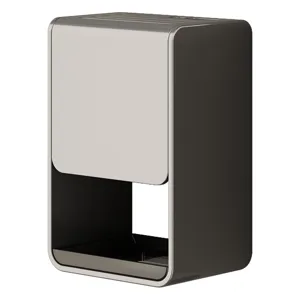 Modern kitchen knife holder block for countertop or wall mount, sleek grey storage rack.