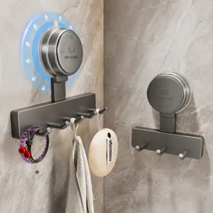 Crochet Mural à Ventouse Sans Perçage Robuste en ABS Porte-Manteau Pour Maison Salle de Bain Cuisine Porte d'Entrée Organisateur