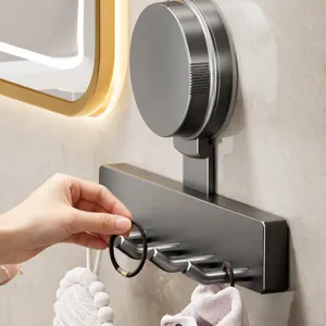 Wall-mounted suction cup hook heavy duty towel hanger for bathroom and kitchen organization.