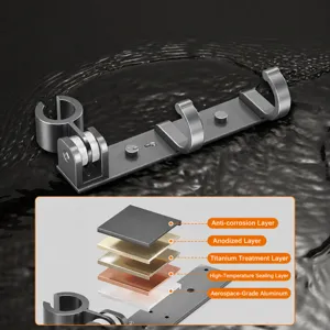 Space aluminum shower head holder and bathroom hook, punch-free wall mount bracket.
