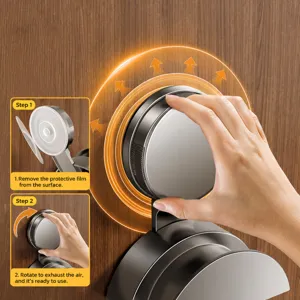 Strong suction cup wall hook for door, punch-free heavy duty hanger for bathroom and clothes.