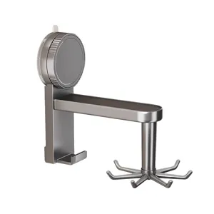 Modern rotating wall-mounted hook for key and accessory storage, sleek grey finish home shelf.