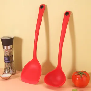 Silicone Spatula And Soup Spoon Heat Resistant Kitchen Cooking Utensil Set For Non-Stick Cookware Home Cooking Tools