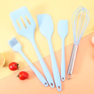 Set di Utensili da Cucina in Silicone per Alimenti Resistente al Calore Antiaderente Spatola Raschietto Frusta Pennello