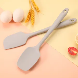 Premium seamless gray silicone spatula set for baking, heat resistant kitchen scraper tools.