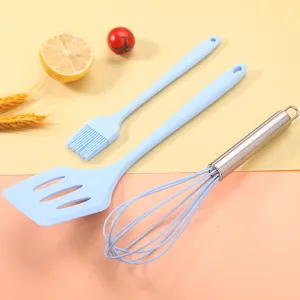 Set di utensili da cucina in silicone alimentare con spatola frusta e pennello olio
