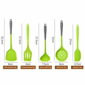 Tabella dimensioni set utensili da cucina in silicone con spatola mestolo e cucchiaio