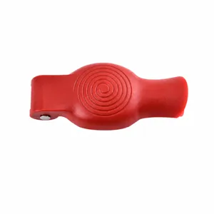 Red plastic chestnut opener nut cracker kitchen tool with spiral design and 12cm length.