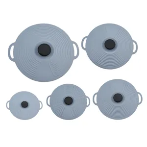 Set di 5 Coperchi in Silicone per Pentola Antimbocco Coperchio Ciotola Grigio Utile