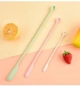 Mini silicone spatula set of three long handle double ended cosmetic jar scraper tool