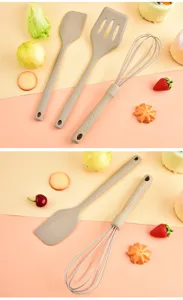 Set di utensili da cucina in silicone con spatola e frusta, design resistente al calore.