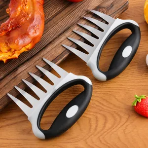 Garras de carne de acero inoxidable con mangos antideslizantes para barbacoa.
