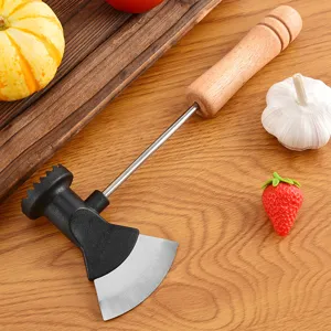 Stainless steel meat tenderizer axe style with wooden handle kitchen tool for cooking