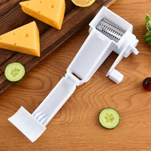 Grattugia per Formaggio a Manovella Tritaverdure Multifunzionale Affettatrice da Cucina Rotativa Con Lame in Acciaio Inossidabile