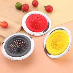 Colino per Lavello da Cucina in Silicone e Acciaio Inossidabile Cestello Filtro di Scarico Antiostruzione per Lavello e Lavandino