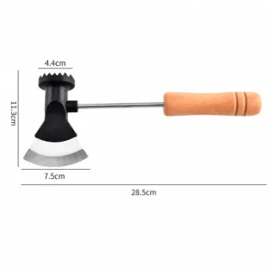 Stainless steel meat tenderizer hammer with wooden handle for kitchen steak and pork.