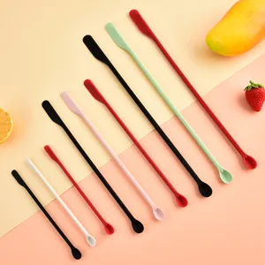 Mini Silicone Spatula Set Double Ended Jar Spatula Flexible Kitchen Baking Jam Spatula Makeup Foundation Scoop Spoon
