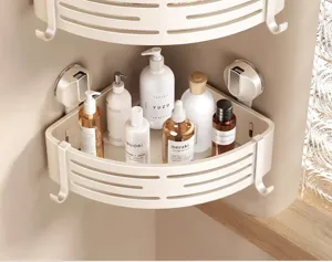 Étagère de douche d'angle de salle de bain ventouse murale rangement sans perçage