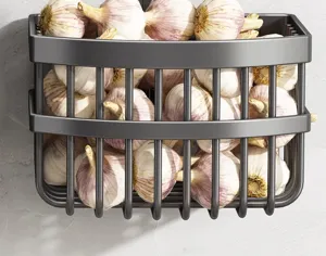 Cesta de almacenamiento de pared para cocina, ideal para ajo y jengibre, organizador.
