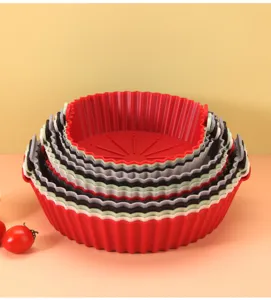 Round silicone air fryer pot baking mat reusable heat resistant baking pan liner kitchen tool