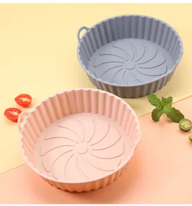 Round silicone air fryer pot baking mat heat resistant basket liners kitchen tool accessories.