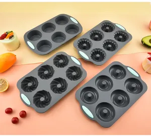 6-hole silicone cake mold set, perfect for DIY baking, handmade soap, chocolate and donuts.