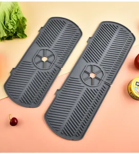 Tappetino in silicone per rubinetto lavello cucina paraschizzi scolapiatti grigio 2pz