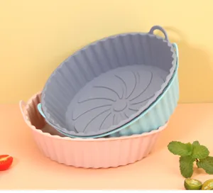 Silicone air fryer pot set round baking basket oven safe liners kitchen cooking accessories