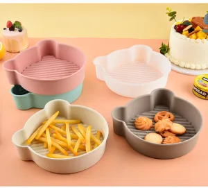 Cartoon bear shape silicone air fryer pot baking mold heat resistant kitchen oven mat