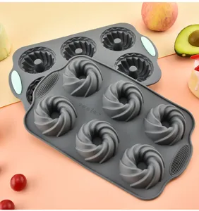 6-hole silicone cake mold, flexible non-stick baking pan for donuts, muffins, DIY soap and pastries.