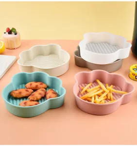 Cute flower silicone air fryer pot liner heat resistant baking tray kitchen tool accessories