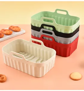 Rectangular silicone air fryer basket liner reusable baking tray oven pan accessory multi-color