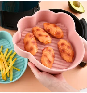 Silicone air fryer pot flower shaped baking mat heat resistant non-stick oven liner