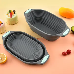 Bandeja de Fermentación Plegable de Silicona Ovalada Redonda Cuadrada Molde para Pasteles Cesta de Pan Herramienta de Cocina