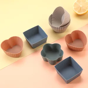 Food-grade silicone baking molds set, square heart round muffin cups for kids food
