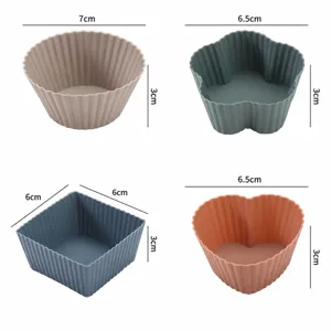 Food grade silicone cupcake molds set round square heart baking cups for kids food box