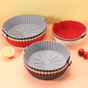 Round silicone air fryer pot baking tray heat resistant basket liner kitchen tool accessories