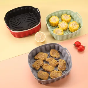 Quadratischer Silikon Airfryer Topf hitzebeständige Backmatte antihaft Backform neu