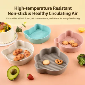Silicone Air Fryer Pot Cute Cartoon Animal Baking Mold Oven Mat Heat Resistant Non Stick Air Fryer Accessories Kitchen Tool
