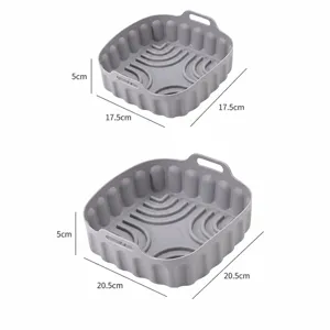 Contenitore in silicone quadrato per friggitrice ad aria con manici, tappetino forno, set.