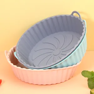Round silicone air fryer pot baking liner heat resistant reusable nonstick basket mat