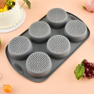 Stampo da cottura in silicone a 6 fori per torte e hamburger vassoio da forno antiaderente