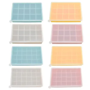 Vaschetta per ghiaccio in silicone con coperchio, stampo a griglia colorata casa.