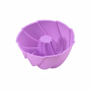 Round silicone chiffon cake mold, purple baking pan for small cakes and kids food, 8x4cm size.