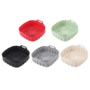 Quadratischer Silikon Heissluftfritteuse Topf Set, antihaft Backmatte mit Griffe Oefen.