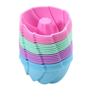 Silicone baking mold set round colorful cupcake molds for kitchen baking and kids party supplies