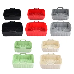 Rectangular silicone air fryer baskets multi-color heat resistant baking tray pot