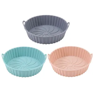 Silicone air fryer pot round baking liner heat resistant kitchen baking basket set 3pcs